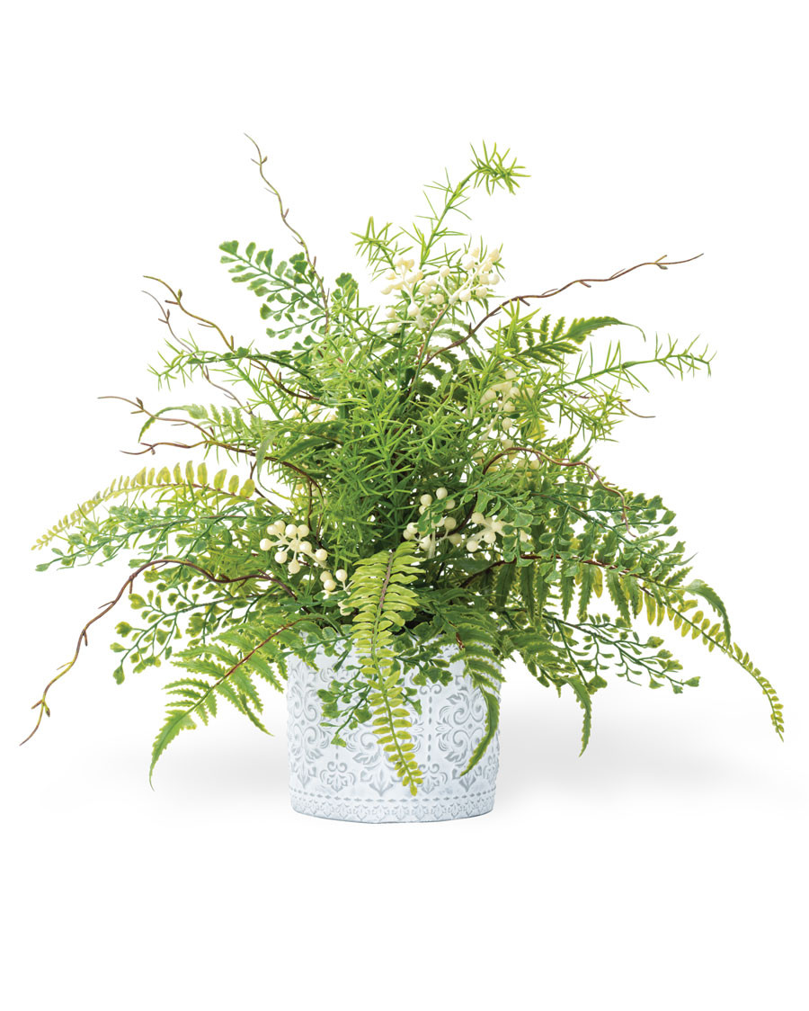 Fern & Berry Fusion Faux Foliage Arrangement