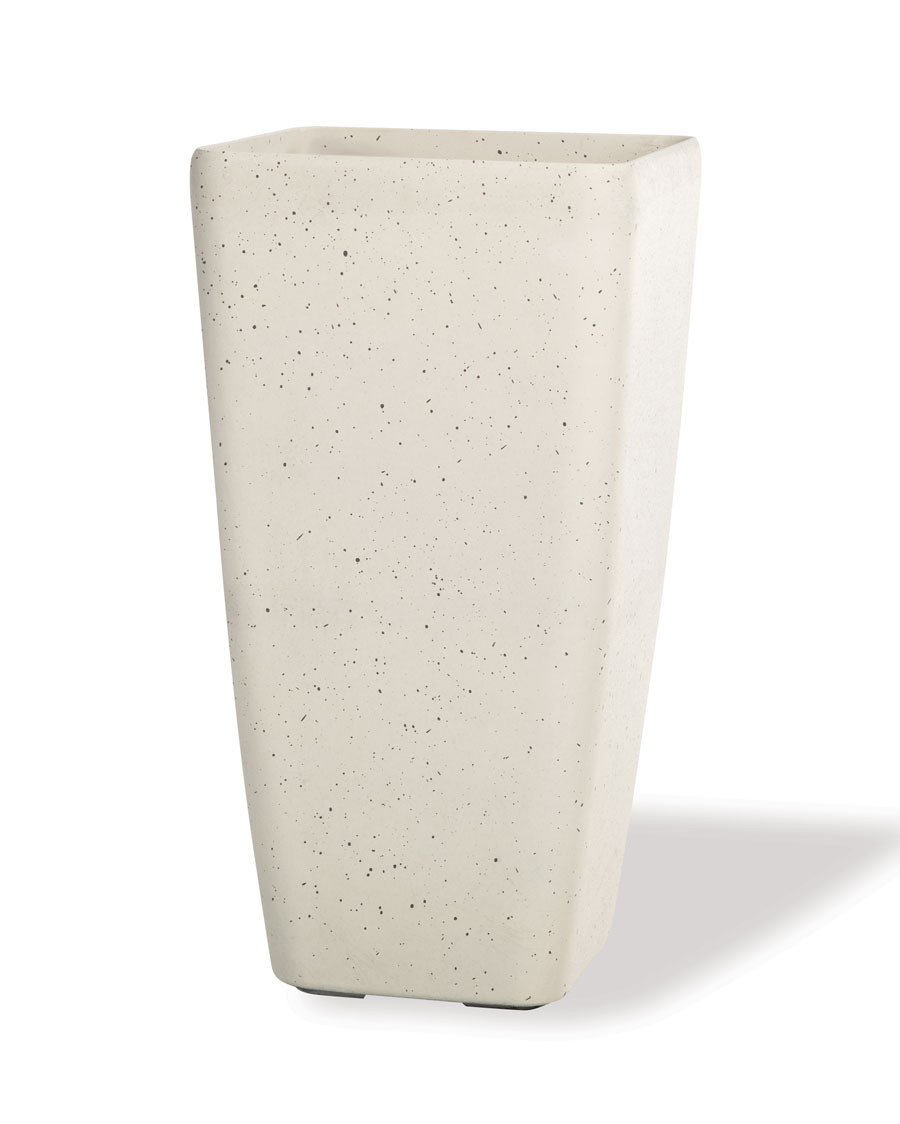 Tall Cubico Decorative Container - 12"W x 23"H - Sand White
