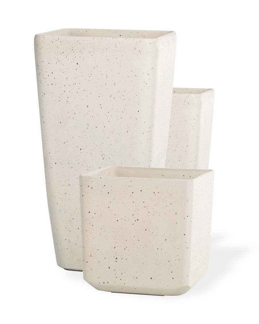 Tall Cubico Decorative Container - 12"W x 23"H - Sand White