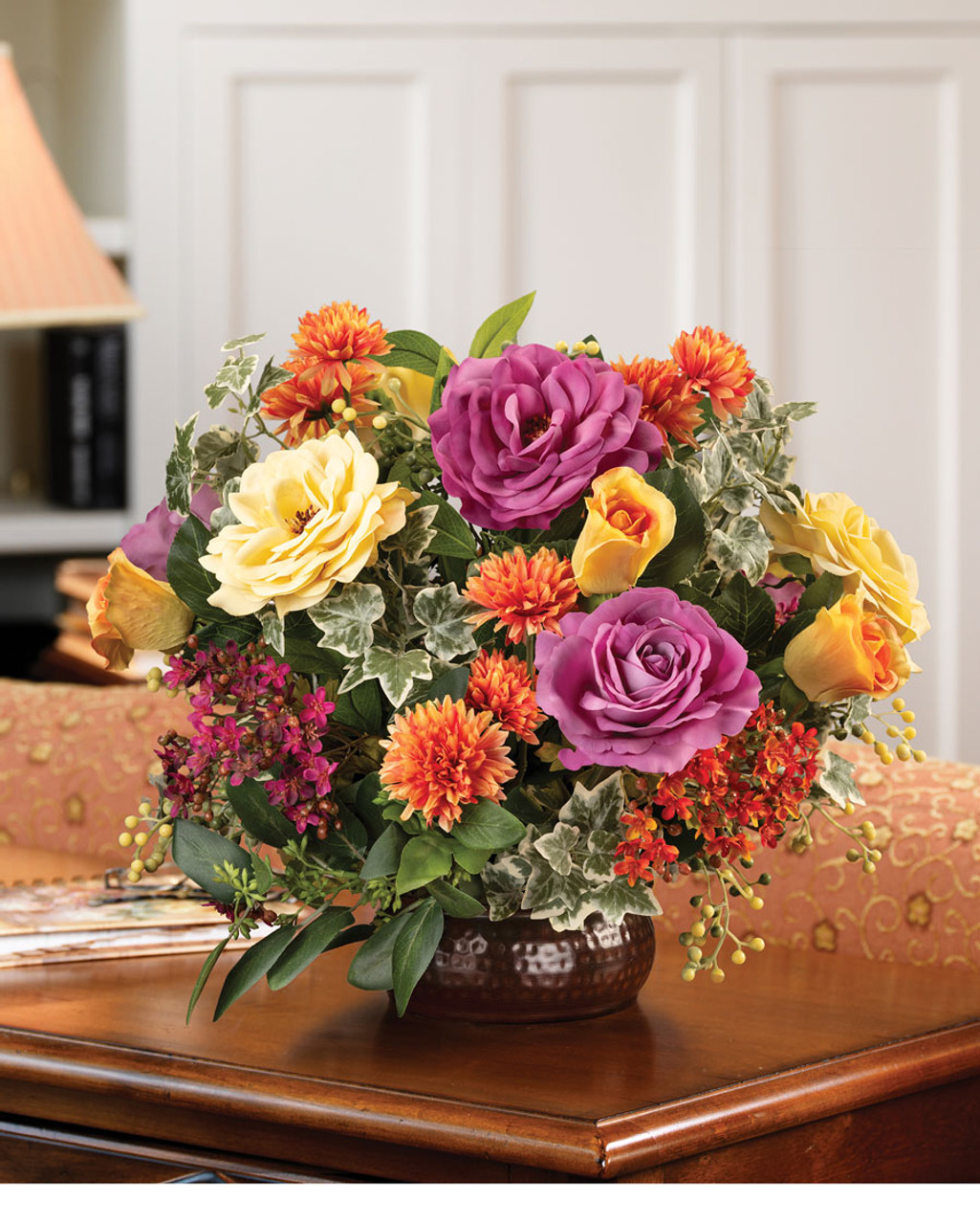 Floribunda Garden Silk Flower Centerpiece