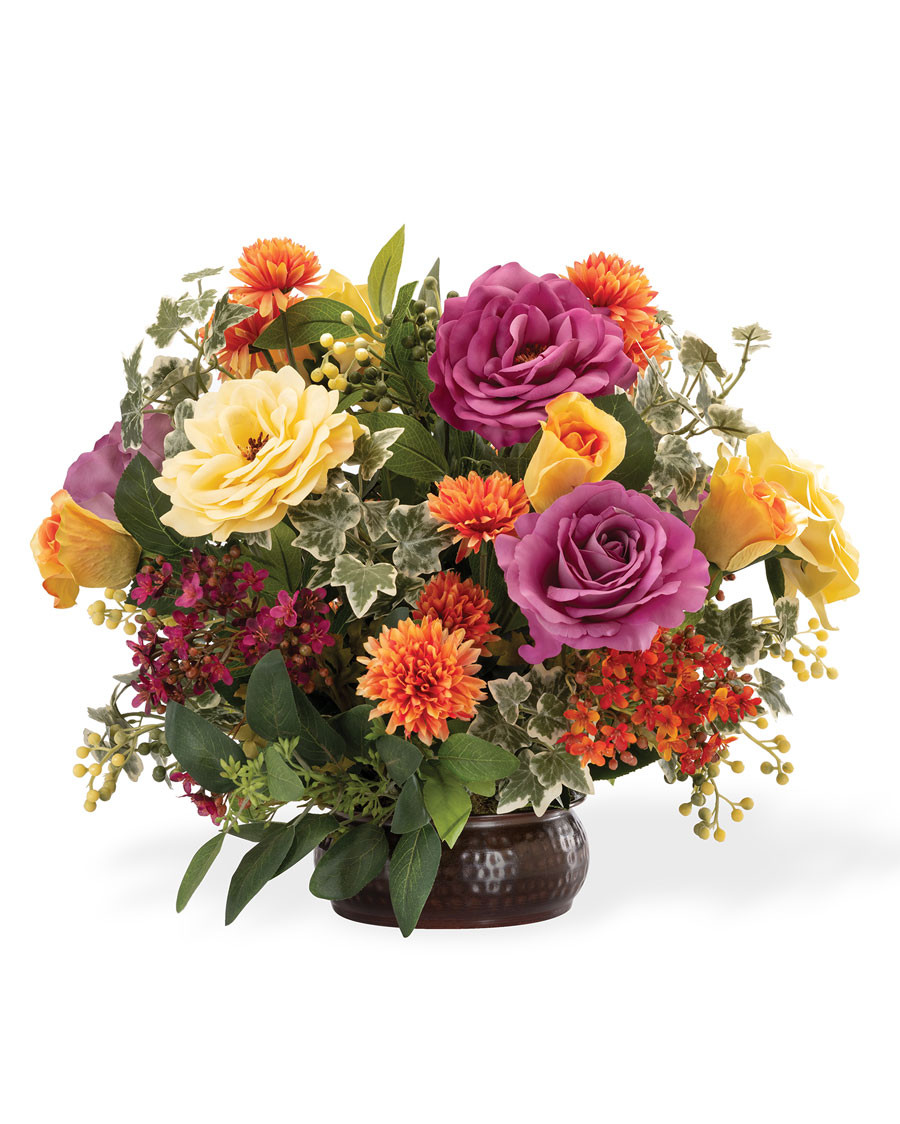 Floribunda Garden Silk Flower Centerpiece
