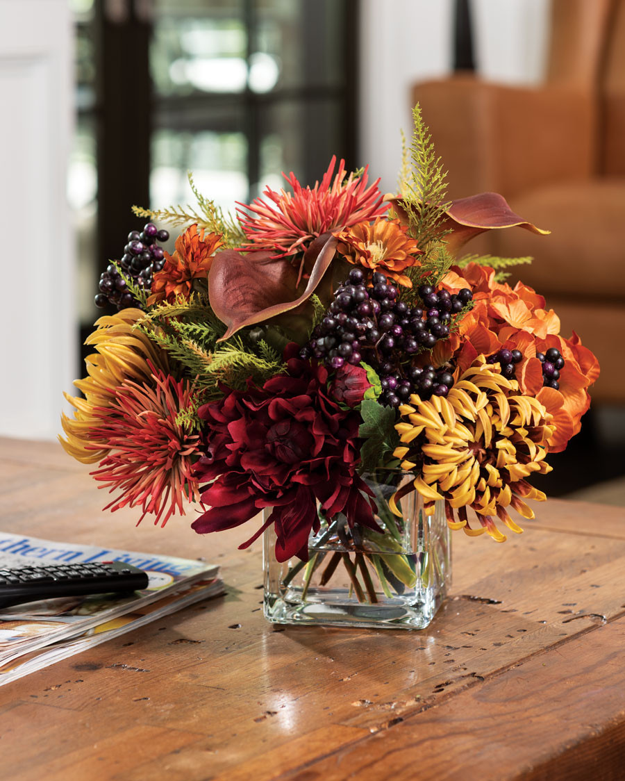 Spider Mum & Blackberries Silk Flower Centerpiece