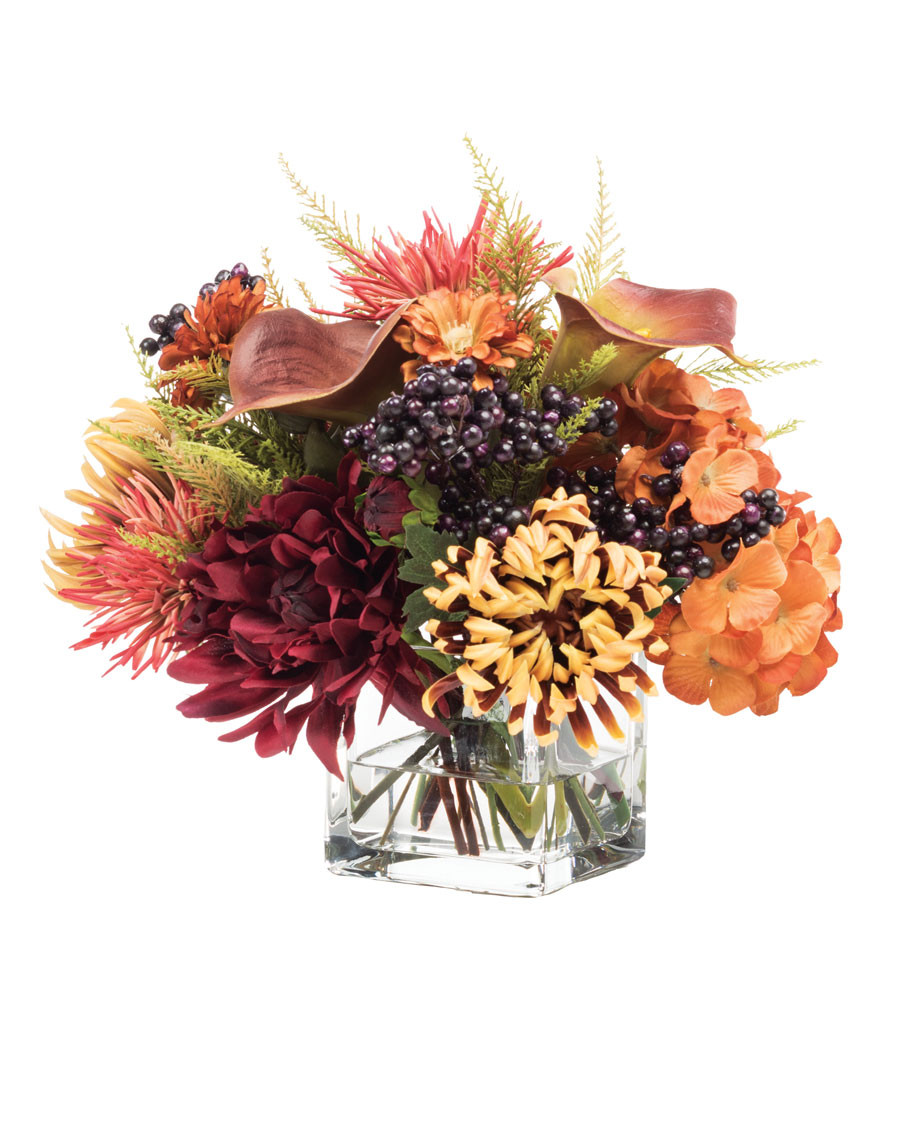 Spider Mum & Blackberries Silk Flower Centerpiece