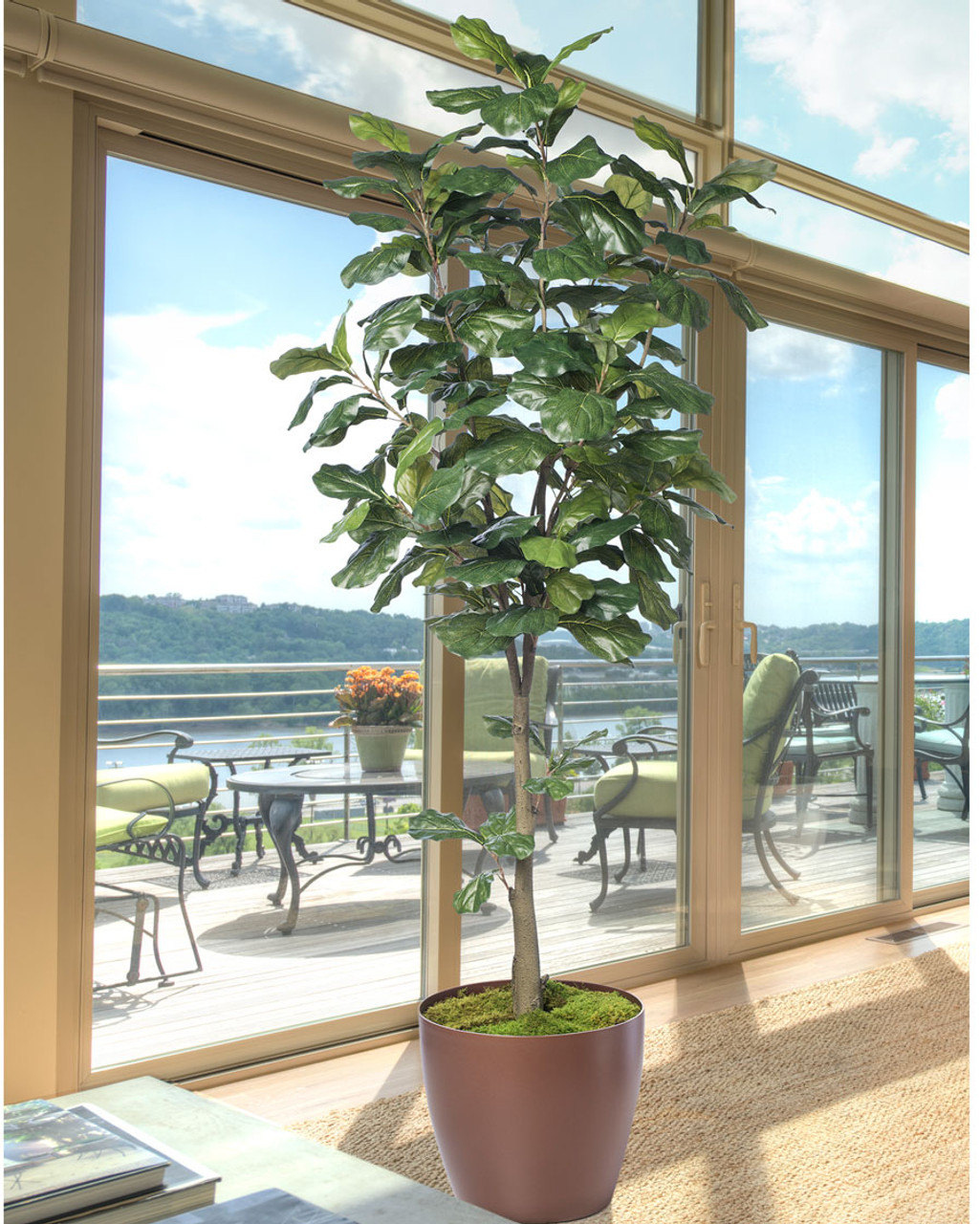 7' Single Trunk Fiddle Leaf Fig Silk Tree