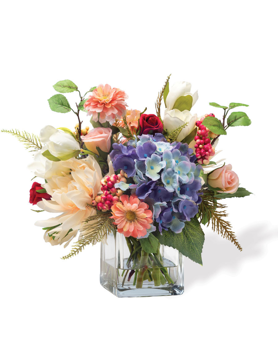Dahlia, Hydrangea & Berries Silk Flower Centerpiece