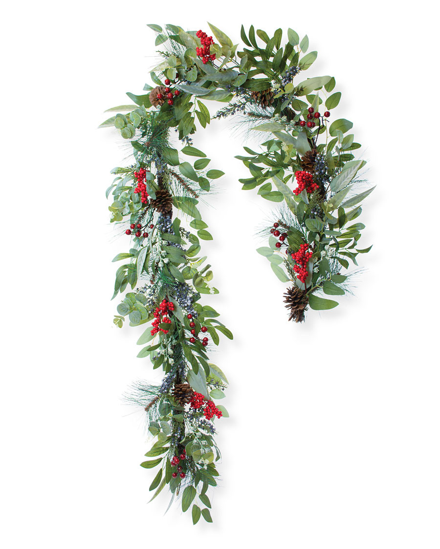 Mixed Eucalyptus, Pine & Berries Silk Holiday Garland