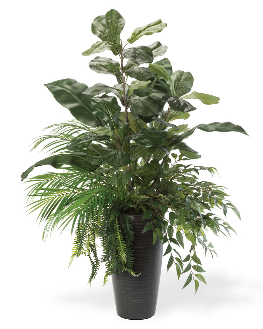 Fiddle Leaf & Palm Faux Foliage Arrangement