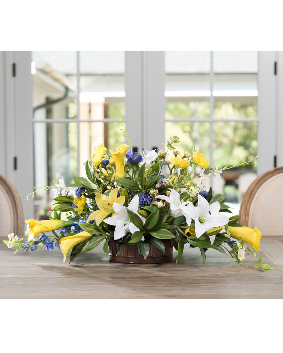 Lilies & Delphinium Silk Flower Centerpiece