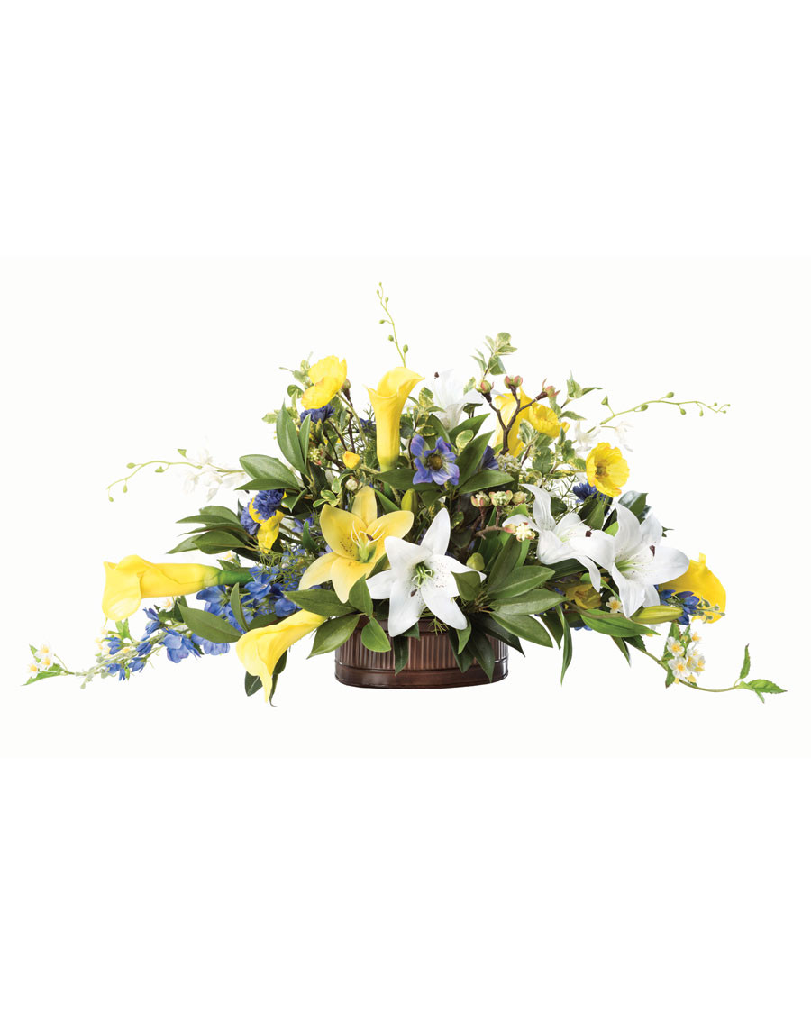 Lilies & Delphinium Silk Flower Centerpiece