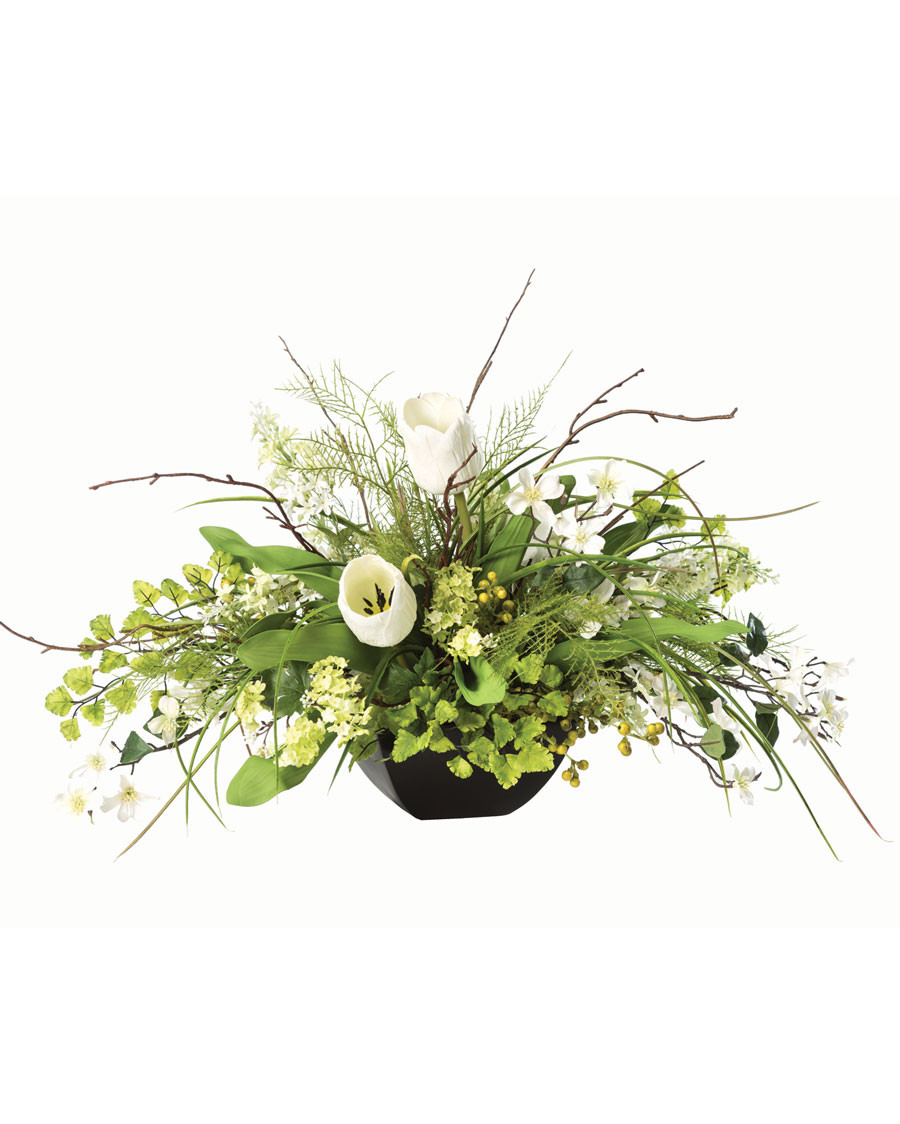 Lilac, Dogwood & Tulip Silk Flower Centerpiece