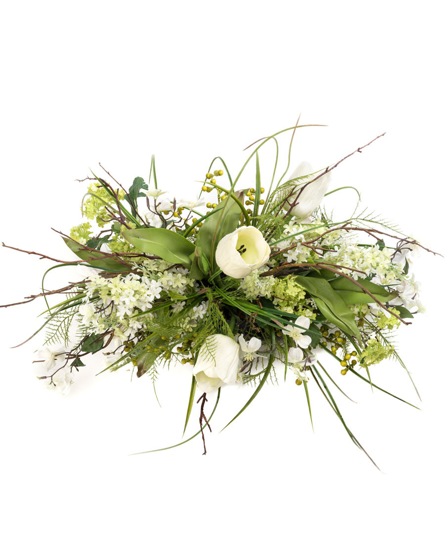 Lilac, Dogwood & Tulip Silk Flower Centerpiece