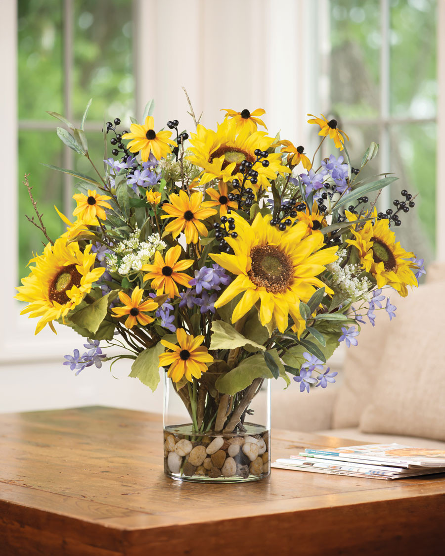 Sunflower Synergy Faux Flower Arrangement