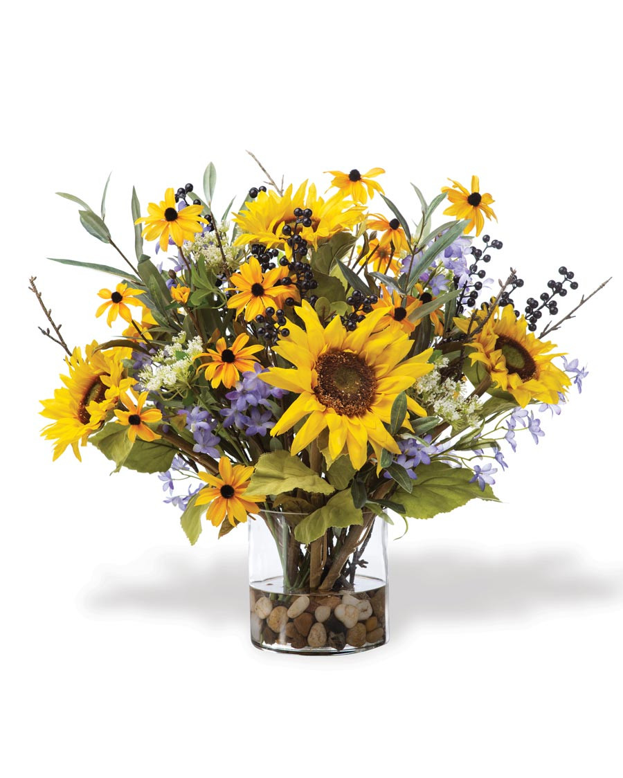 Sunflower Synergy Faux Flower Arrangement
