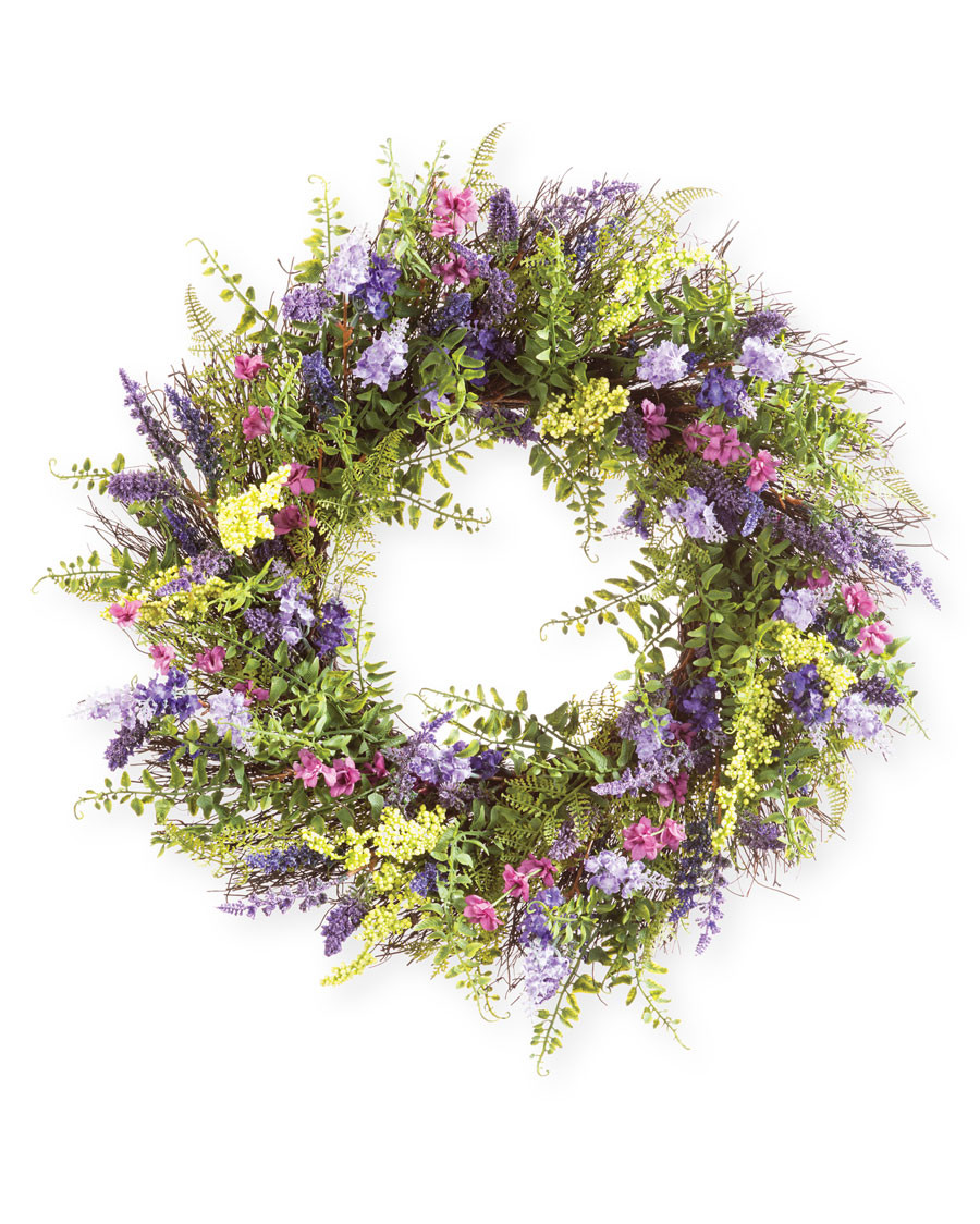 Mixed Lavender 24" Faux Flower & Foliage Wreath