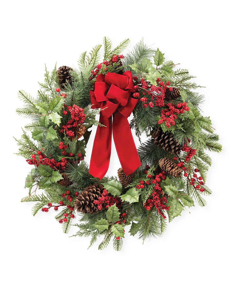 Pine, Berry & Cedar 30" Artificial Holiday Wreath