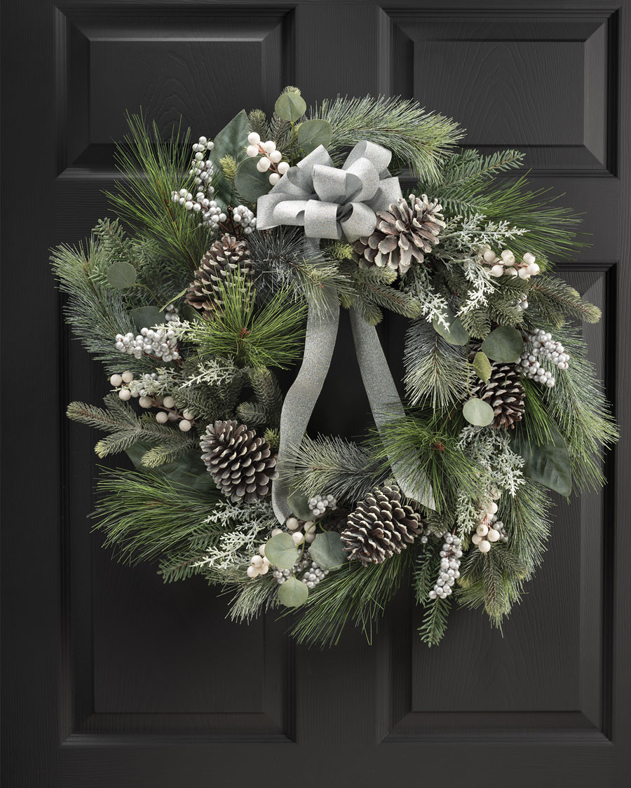 Winter White & Silver 24" Artificial Holiday Wreath