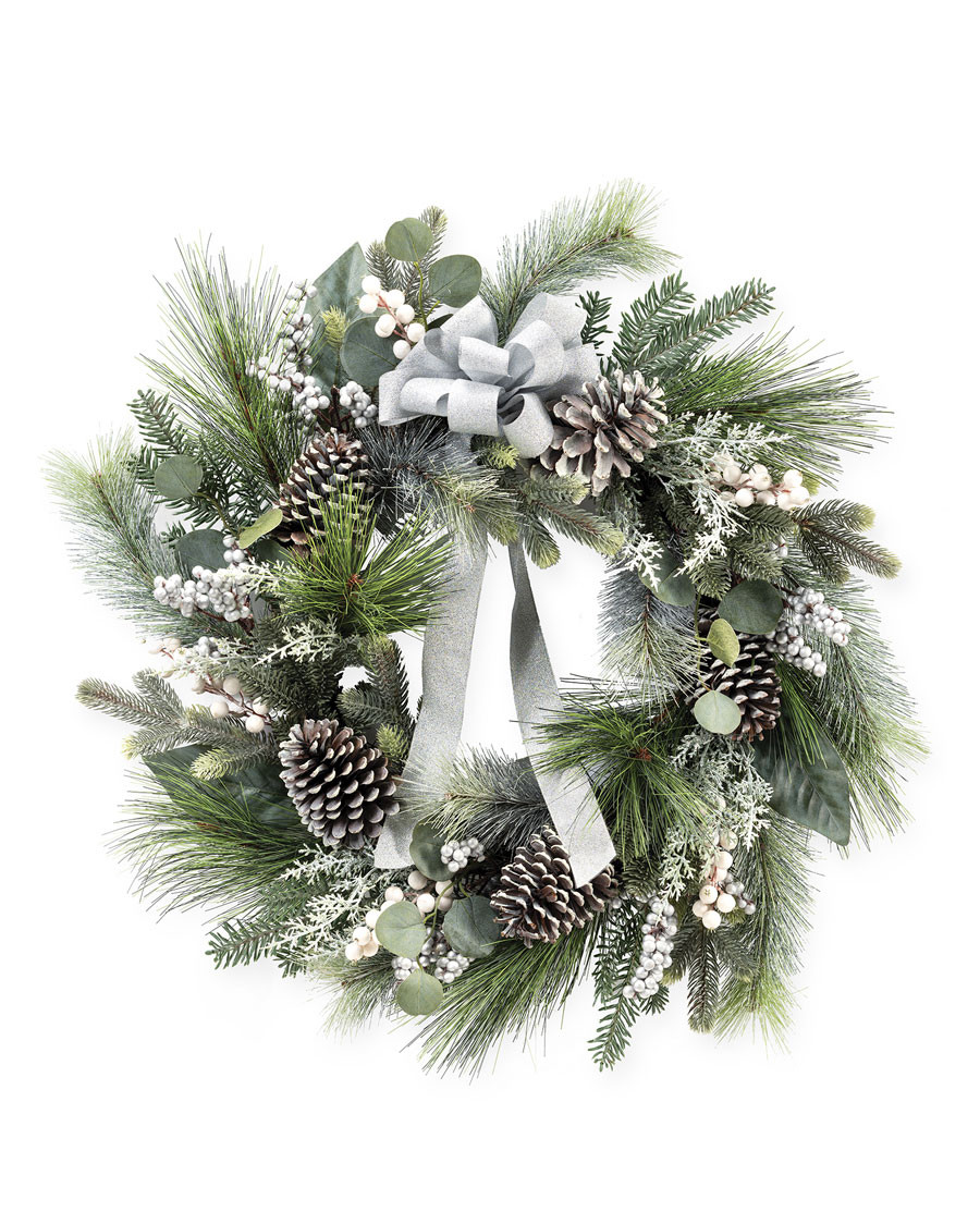 Winter White & Silver 24" Artificial Holiday Wreath