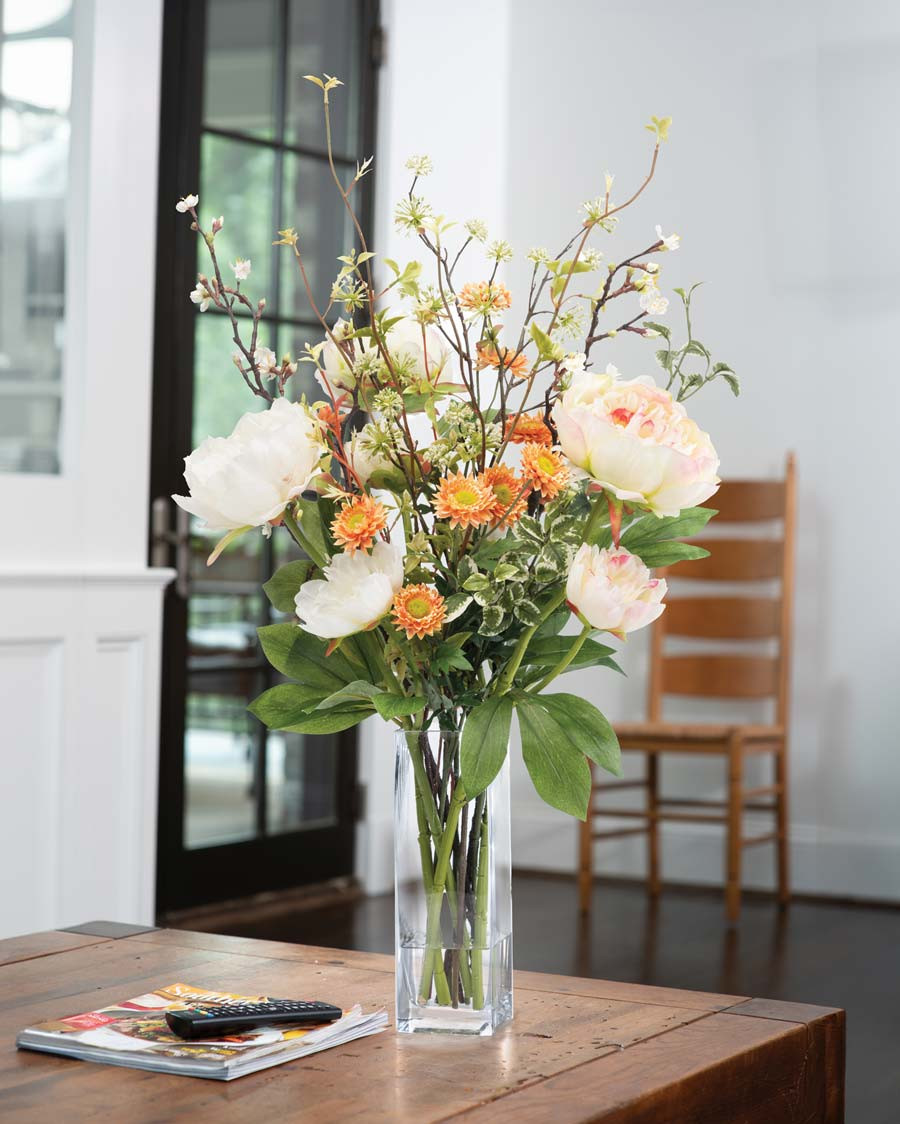 Peony, Aster & Cherry Blossom Faux Flower Arrangement 3 Peony, Aster & Cherry Blossom Faux Flower Arrangement