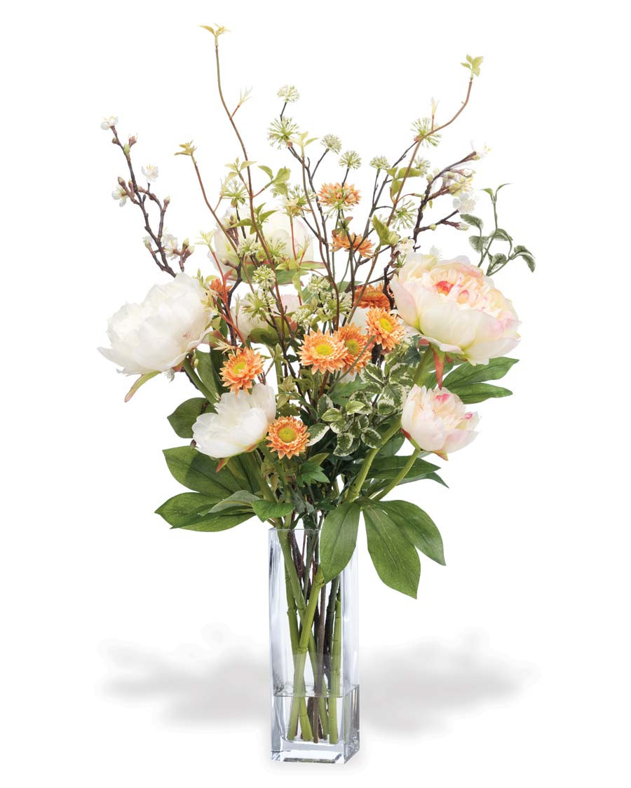 Peony, Aster & Cherry Blossom Faux Flower Arrangement 4 Peony, Aster & Cherry Blossom Faux Flower Arrangement