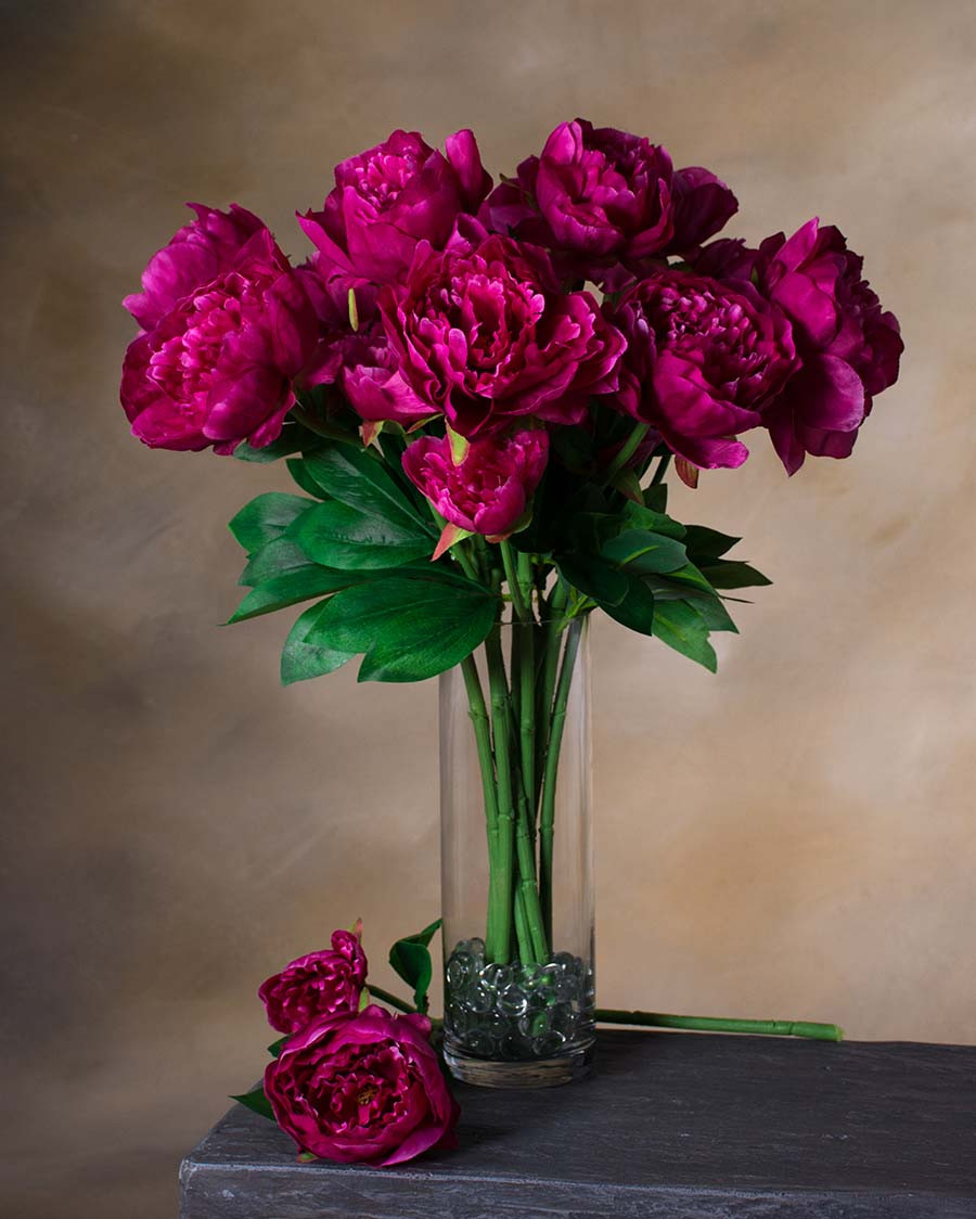 24" Peony Silk Flower Stem