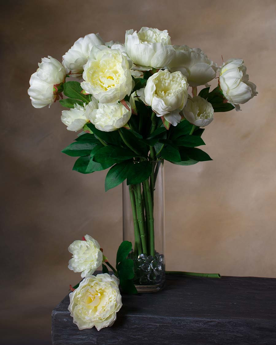 24" Peony Silk Flower Stem