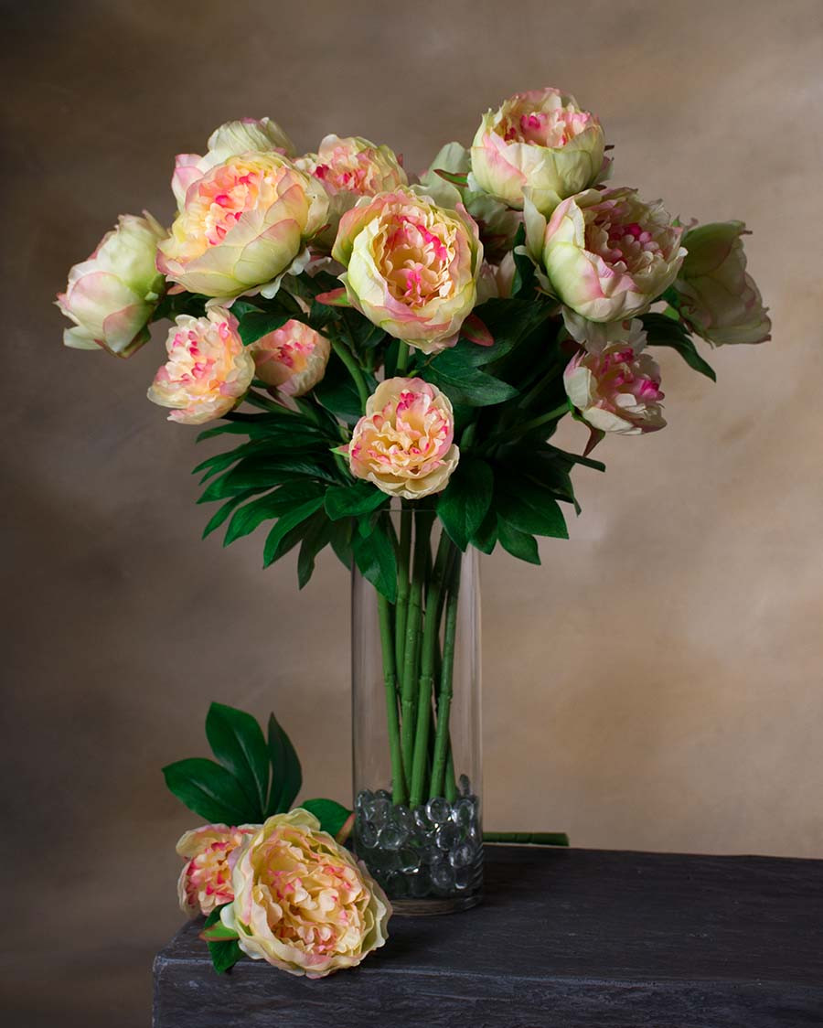 24" Peony Silk Flower Stem