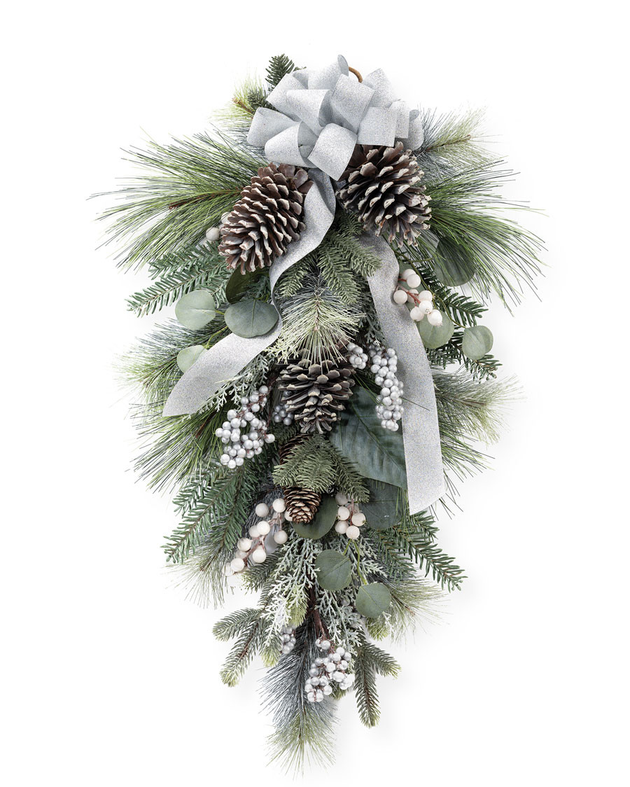Winter White & Silver Artificial Holiday Teardrop