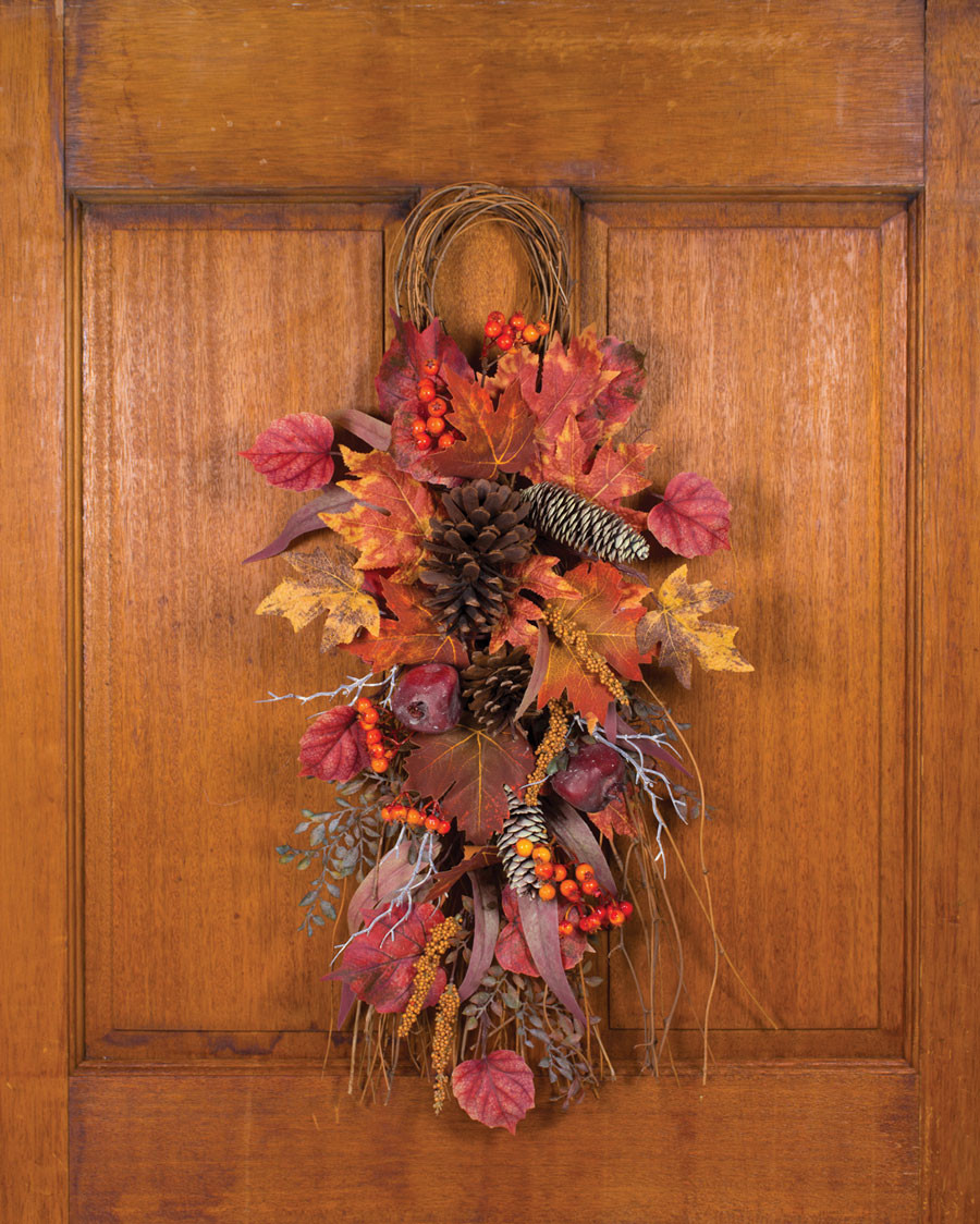 Maple, Pomegranate & Pinecone Faux Autumn Teardrop
