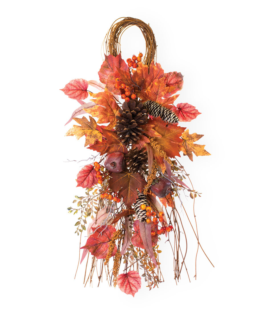 Maple, Pomegranate & Pinecone Faux Autumn Teardrop