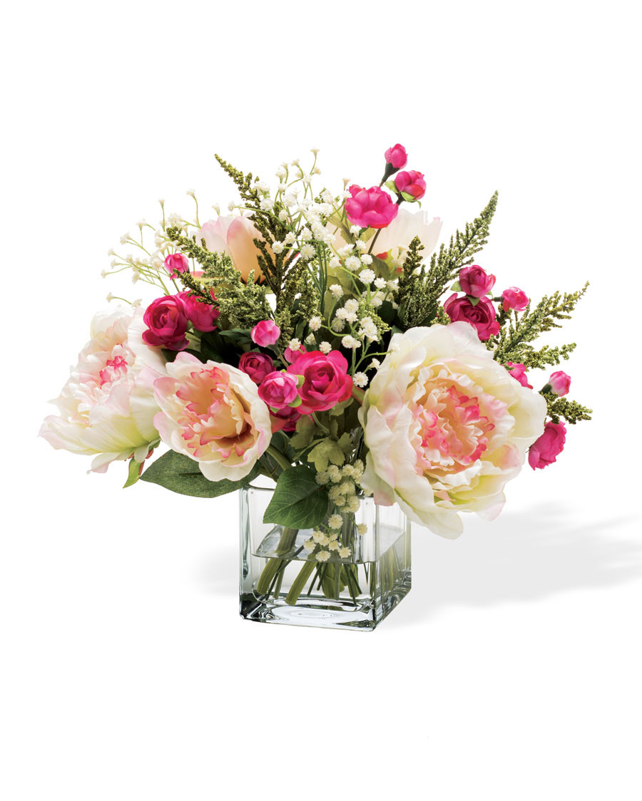 Peony & Ranunculus Silk Flower Arrangement