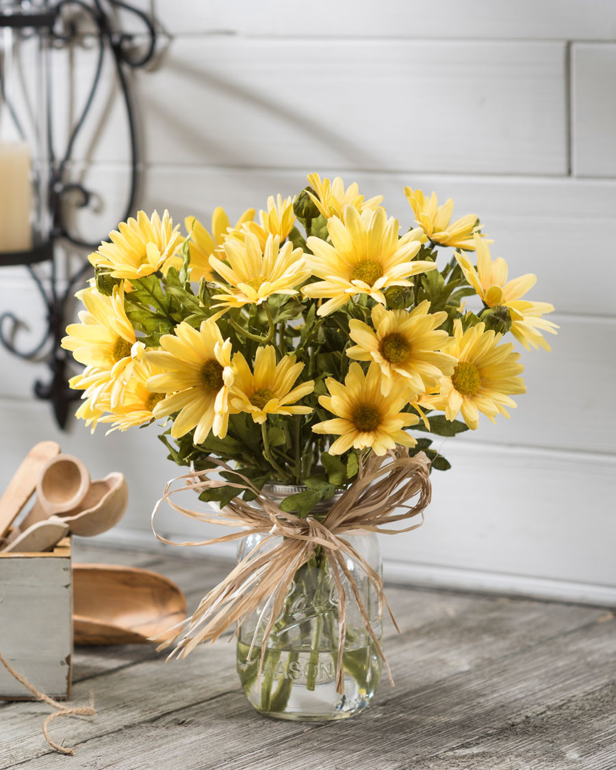 Farmhouse Daisies Silk Flower Arrangement