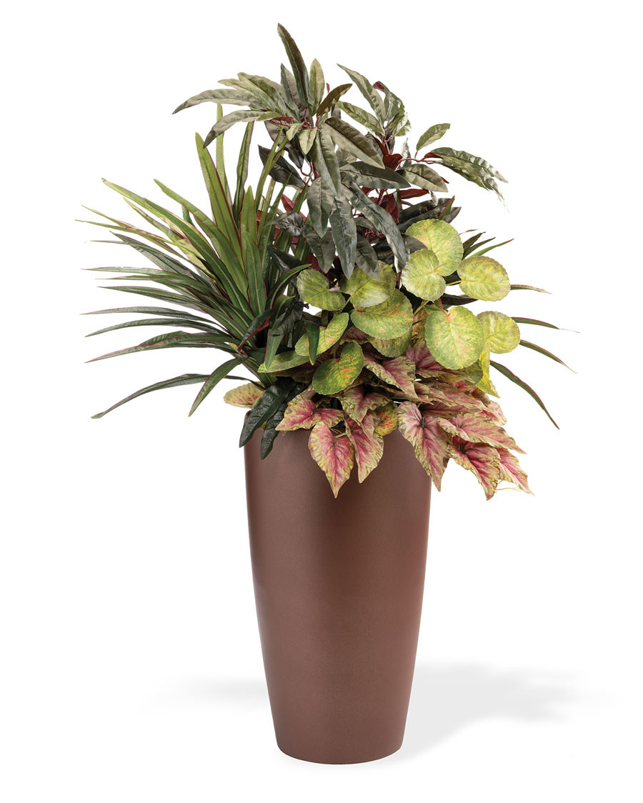 Mango, Dracaena & Begonia Faux Foliage Planter