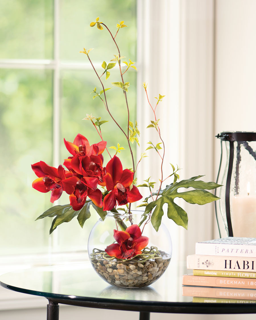 Cymbidium Orchid & Monstera Leaf