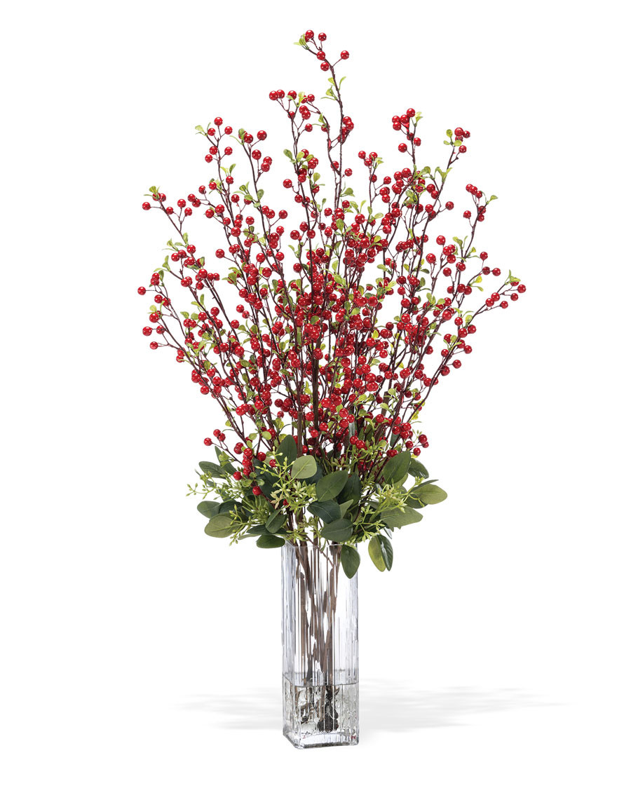 Ilex Berry & Seeded Eucalyptus Faux Holiday Arrangement