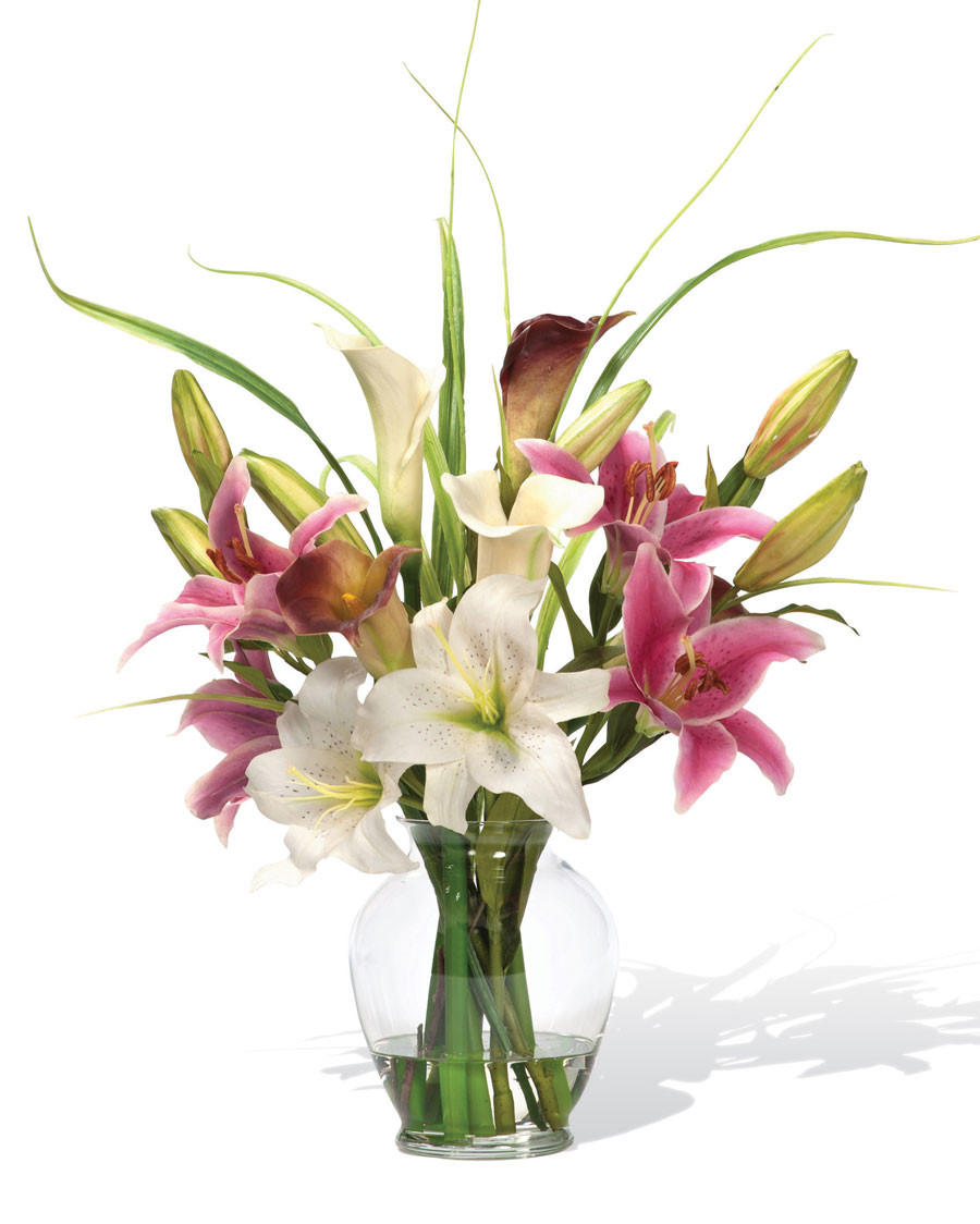 Calla Lily & Rubrum Lily Silk Flower Arrangement
