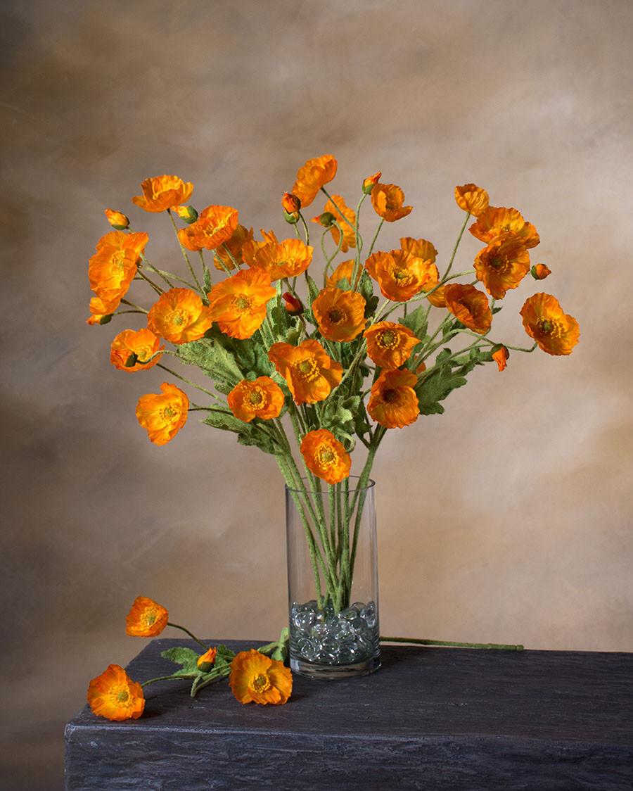 23" Poppy Silk Flower Spray