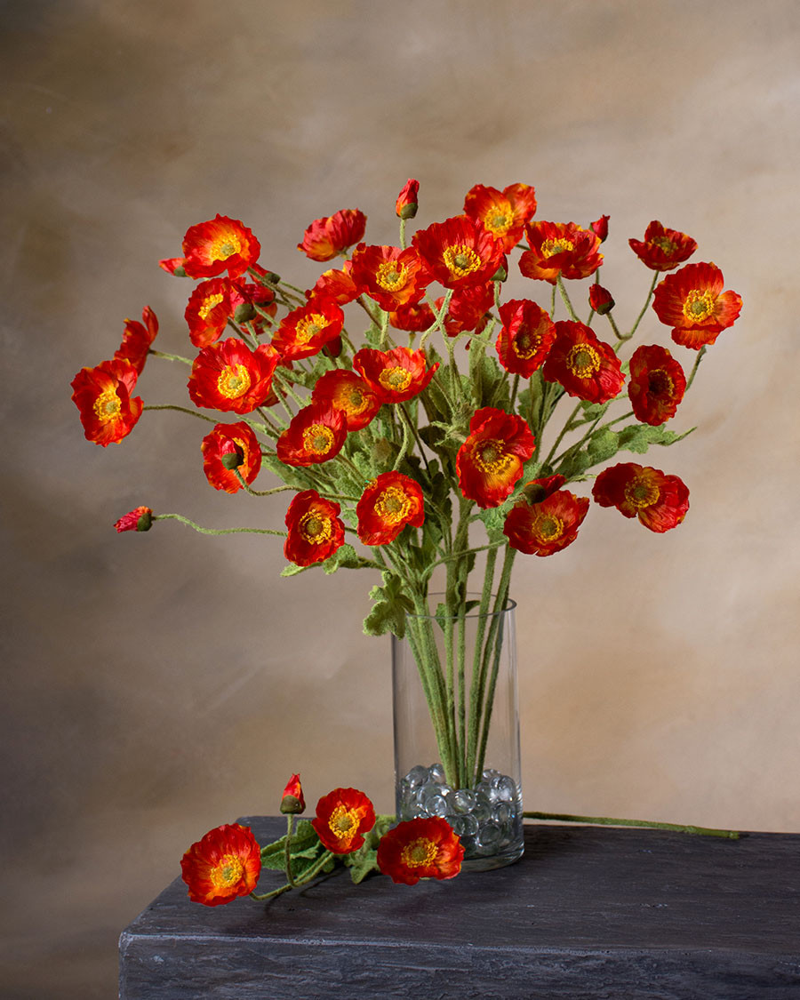 23" Poppy Silk Flower Spray 10 23" Poppy Silk Flower Spray