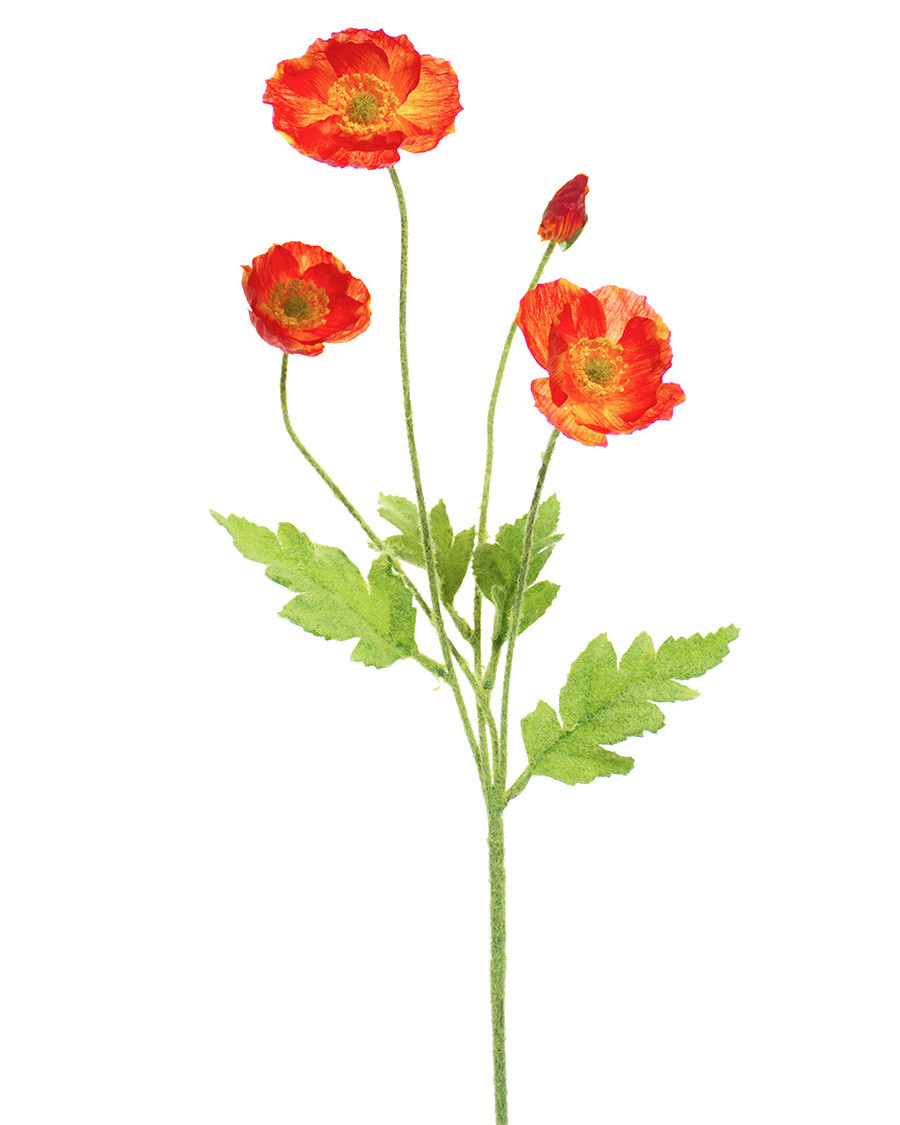 23" Poppy Silk Flower Spray 11 23" Poppy Silk Flower Spray