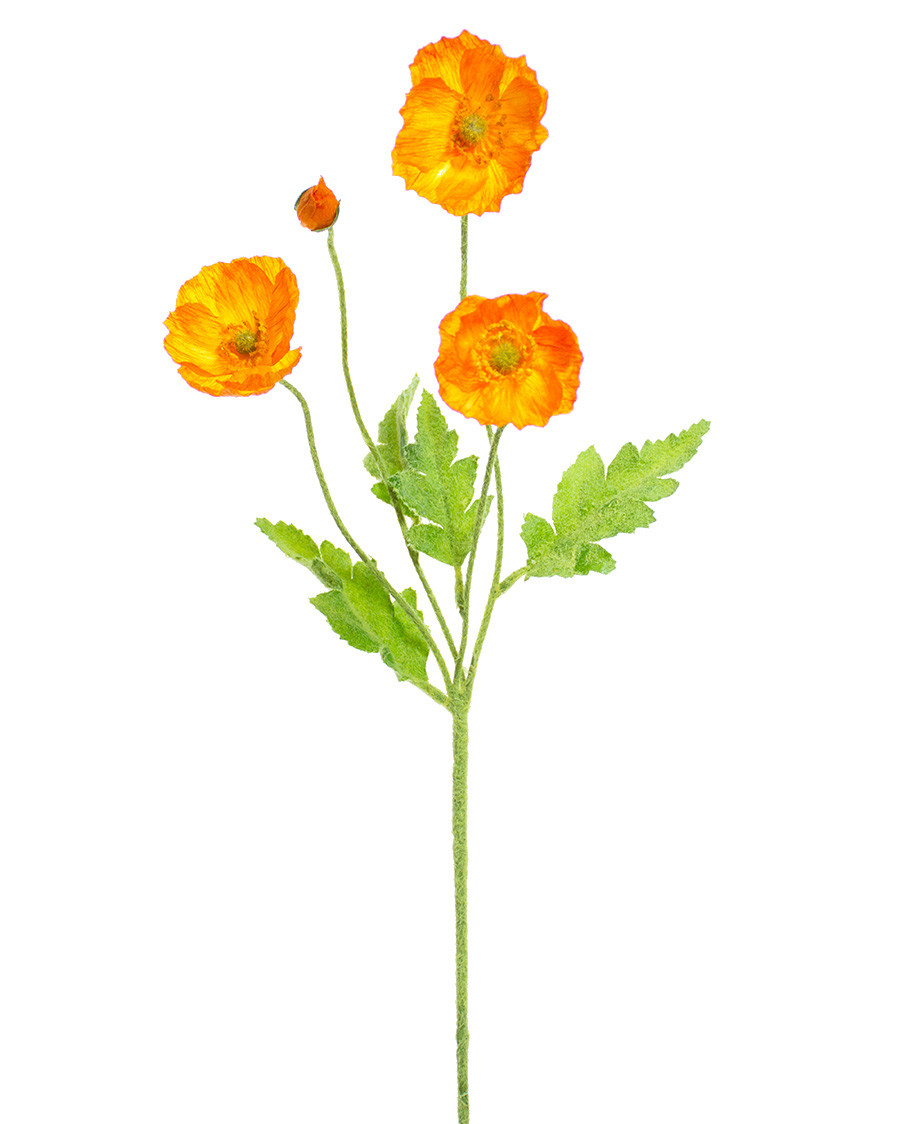 23" Poppy Silk Flower Spray