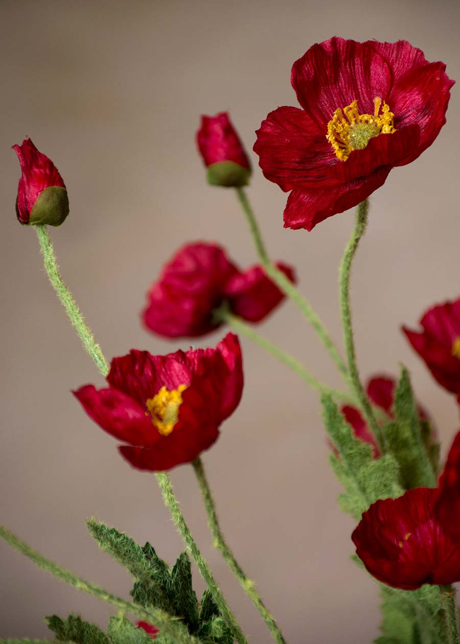 23" Poppy Silk Flower Spray 9 23" Poppy Silk Flower Spray
