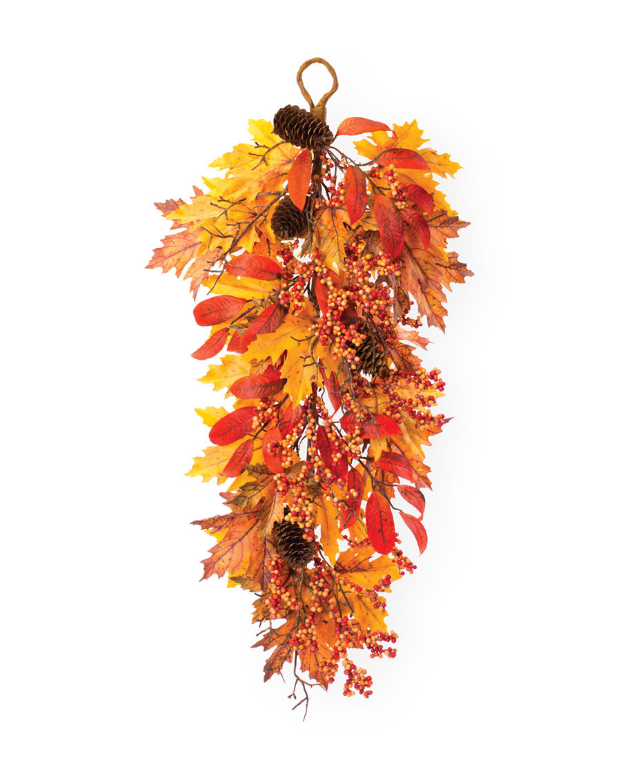 Harvest Berries & Pinecones Artificial Autumn Teardrop