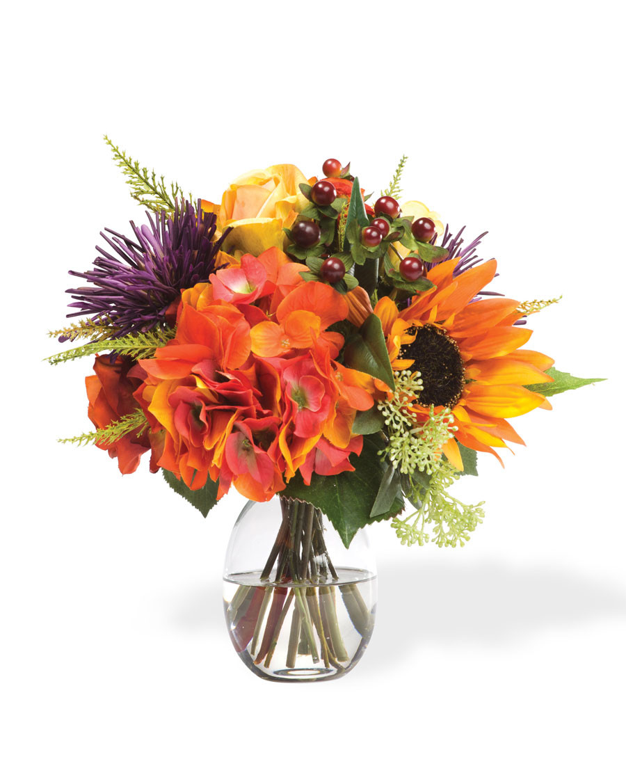 Rose, Hydrangea & Sunflower Silk Flower Accent