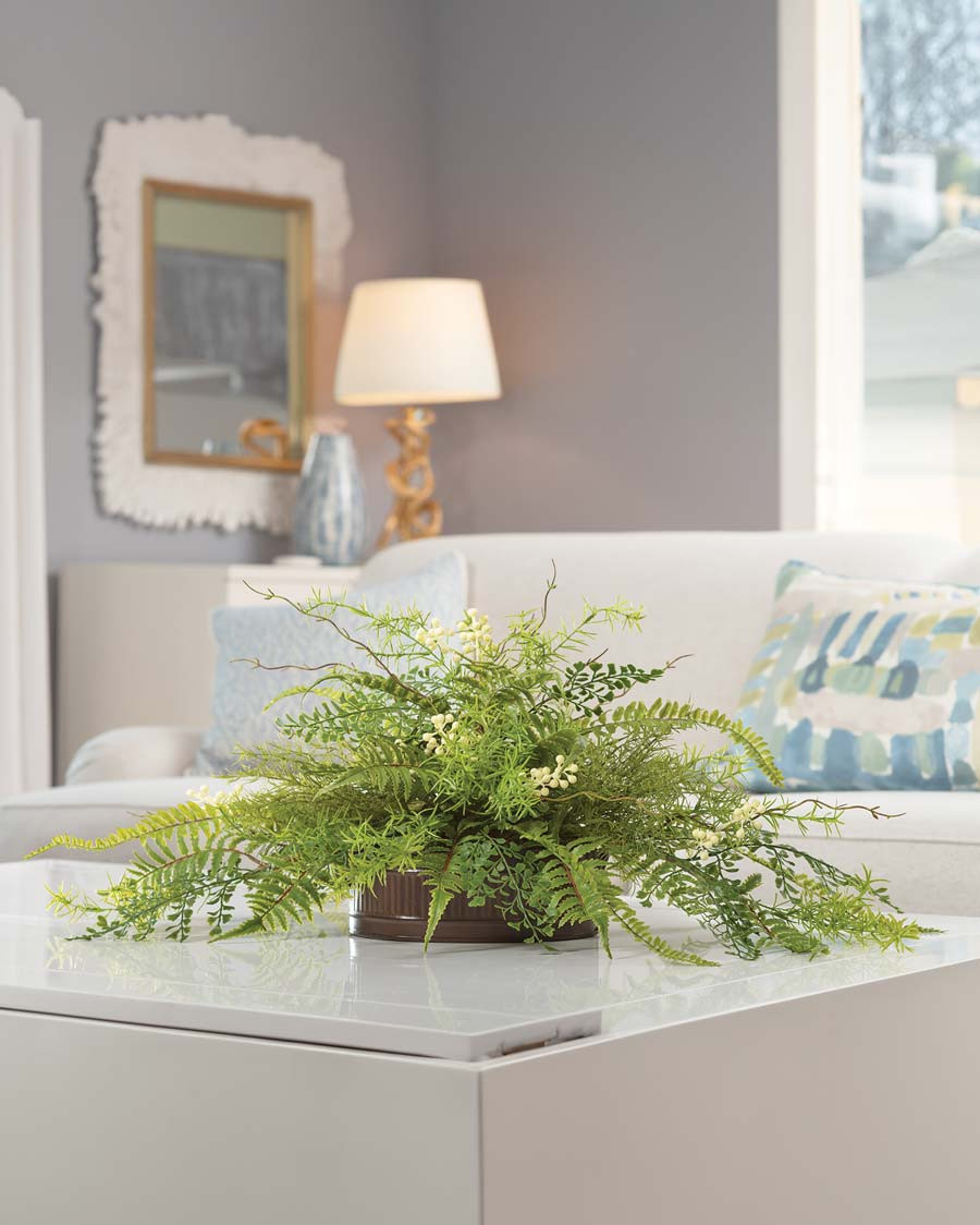 Mixed Ferns & Berries Faux Foliage Planter