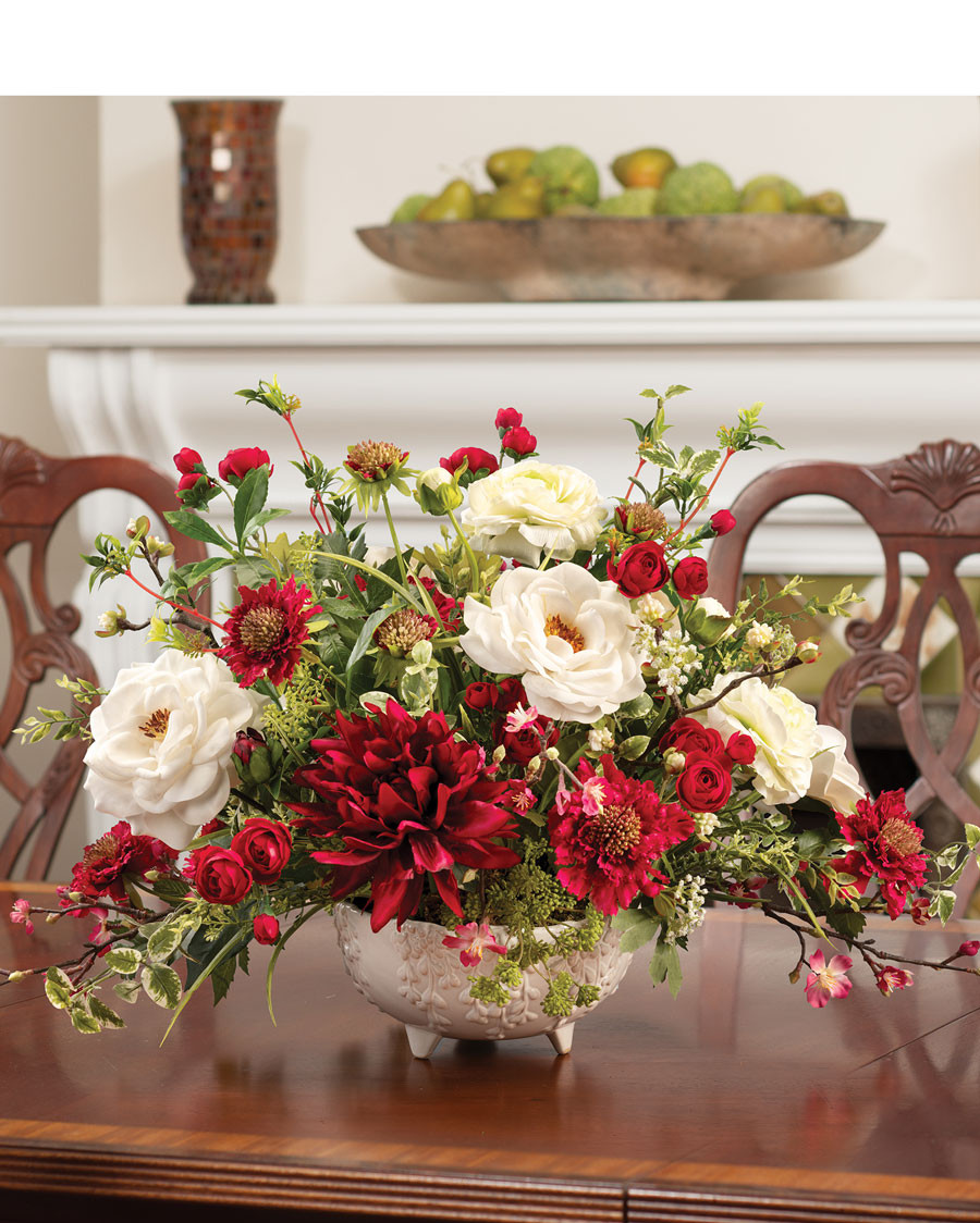 Rose, Dahlia & Scabiosa Silk Flower Centerpiece