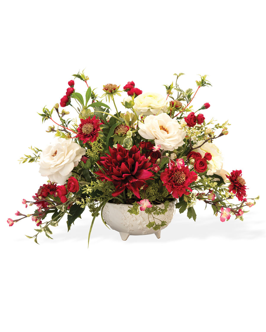 Rose, Dahlia & Scabiosa Silk Flower Centerpiece
