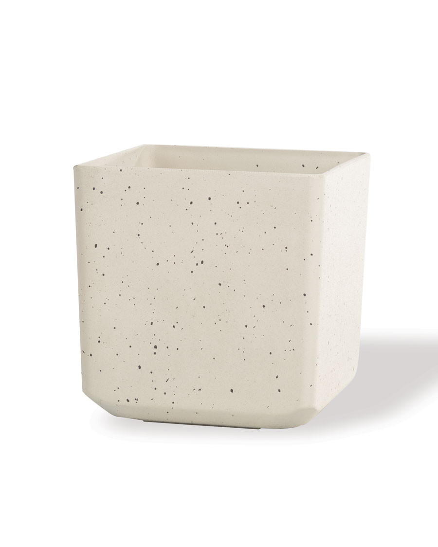 Cubico Decorative Container - 14"W x 14"H - Sand White