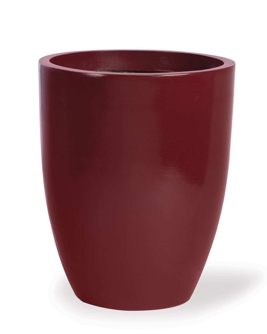 Fiberglass Garden Glaze Container - 11"W x 13.75"H - Oxblood