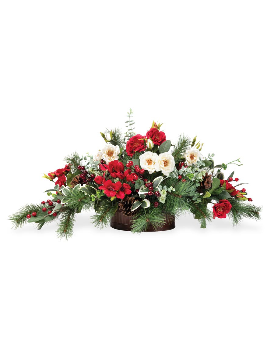 Holly, Pine & Berries Artificial Holiday Centerpiece