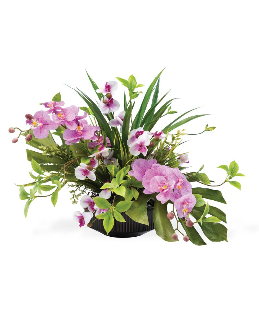 Orchid Centerpiece Faux Flower Arrangement