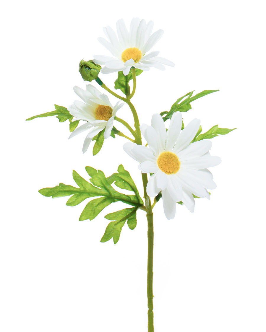 12.5" Daisy Silk Flower Stem Spray (x 3) with Bud